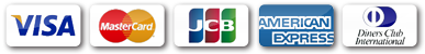 対応クレジットカード（Visa, Mastercard, JCB, American Express, Diners Club）